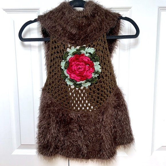Free People Knit Crochet & Furry Sweater Vest - Picture 3 of 5
